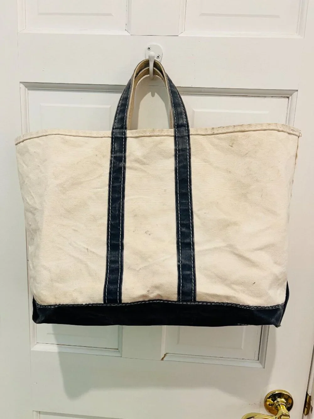 Vintage L.L Bean Boat And Tote Large Heavy Canvas Bag USA Giza Tag